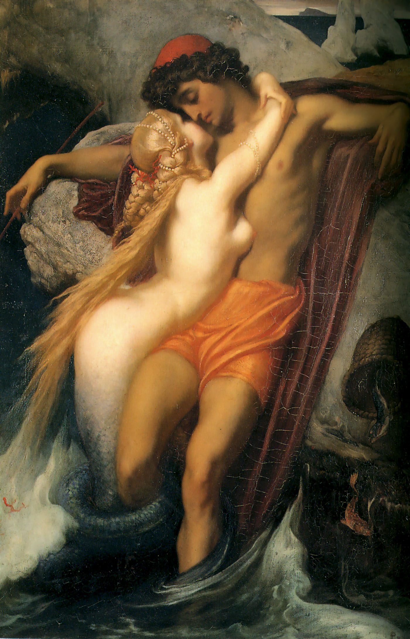 Il pescatore e la sirena. Opera di Frederic Leighton